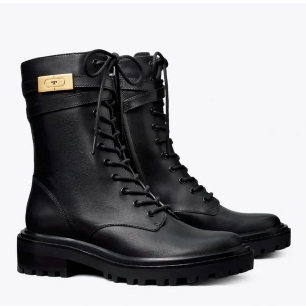 Tory Burch T Hardware Combat Boots